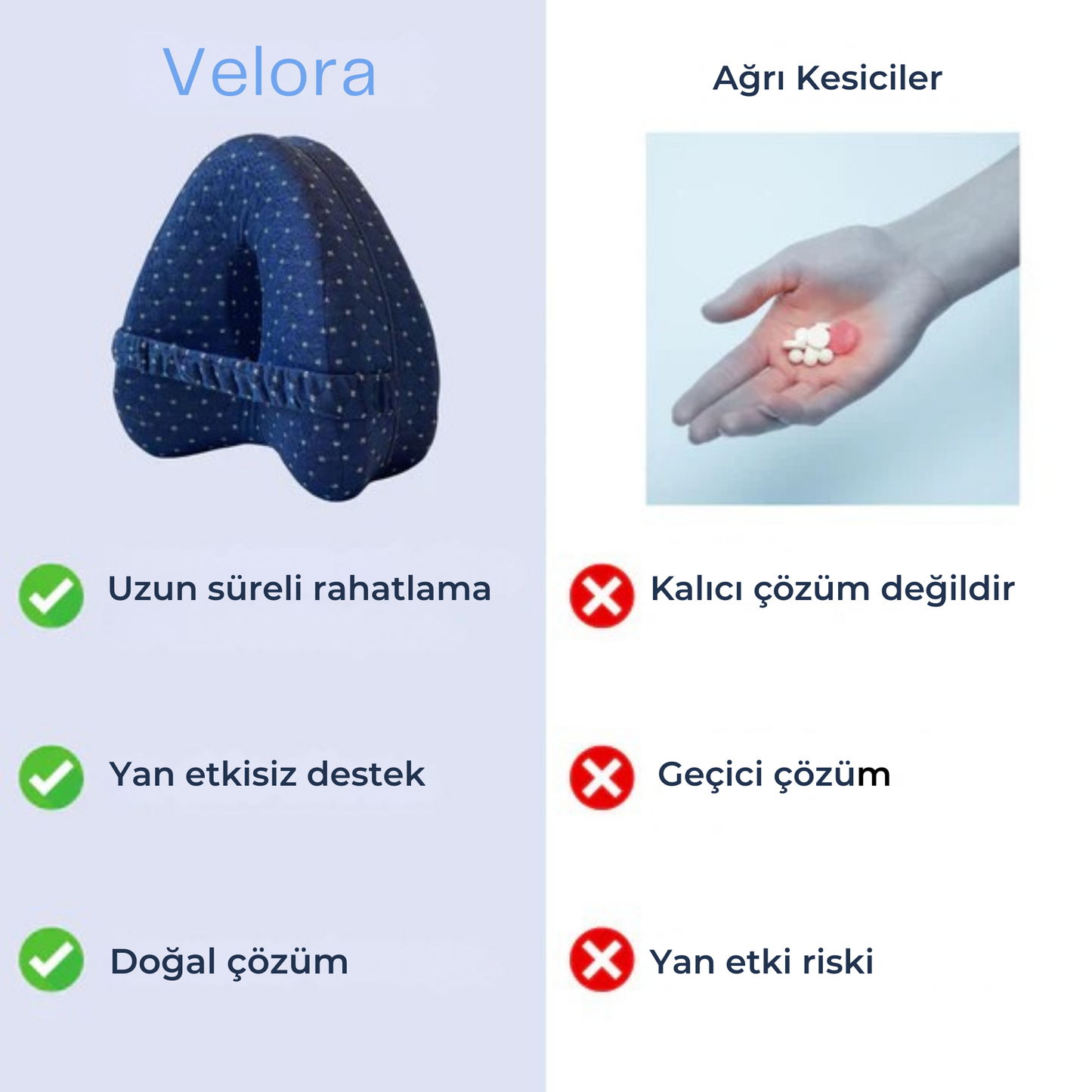 Velora Ortopedik Diz Yastığı – Omurga Desteği ve Rahat Uyku